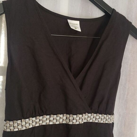 Motherhood Maternity Top Size M Black Embroidered Sleeveless Linen Blend BackTie - Picture 5 of 9